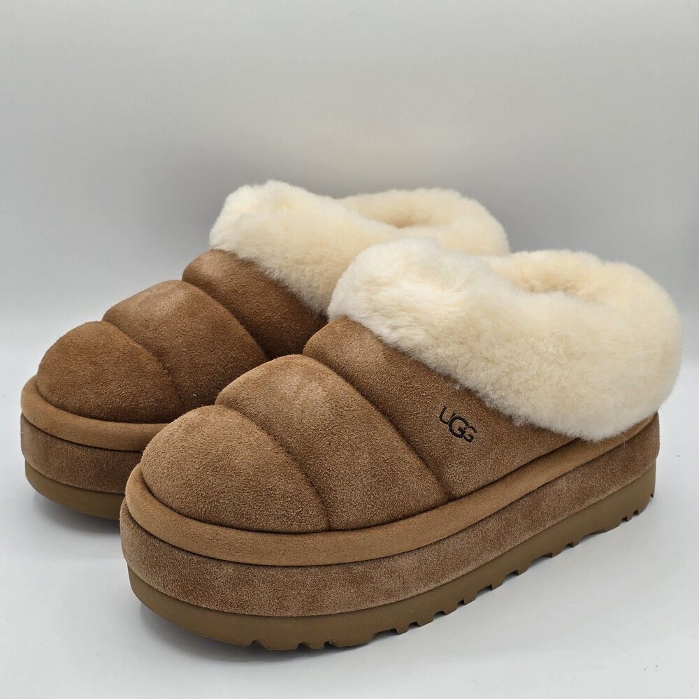 UGG Tazzlita Slippers Women’s Platform Chestnut Suede 1146390-CHE Size 6